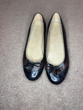 Talbots Black & Brown Leather Two-Tone Ballet Flats